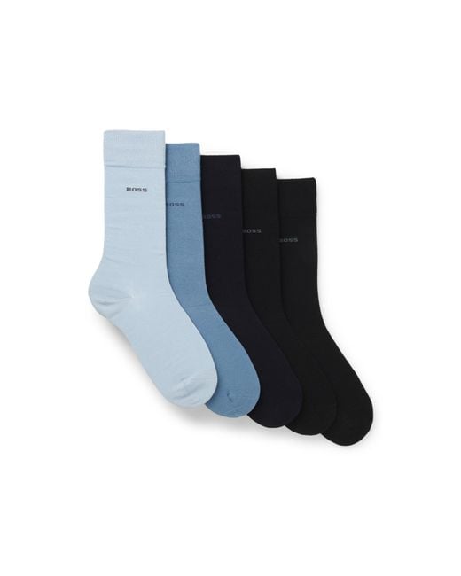 Boss Blue Five-Pack Of Regular-Length Socks for men