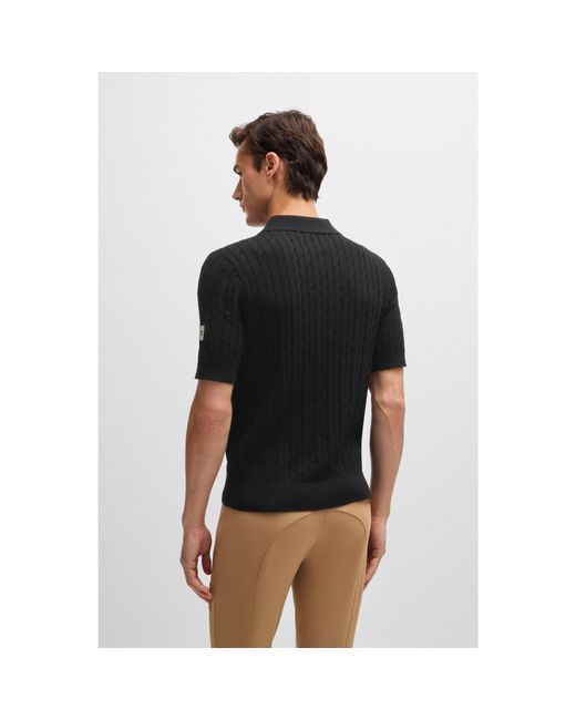 Boss Black Equestrian Knit Polo With Cable Structure for men