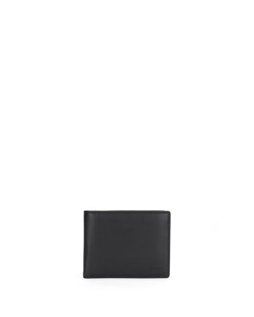 BOSS by HUGO BOSS Leather Trifold Wallet With Emed Logo And Coin Pocket