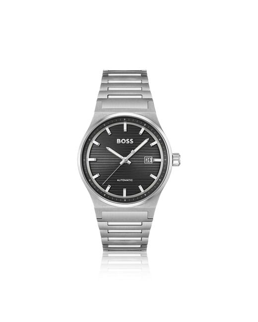 Boss Multicolor Link-Bracelet Automatic Watch With Groove-Textured Dial for men