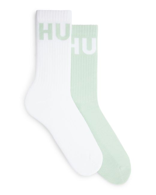 HUGO White Two-pack Of Short-length Socks With Logo Details for men