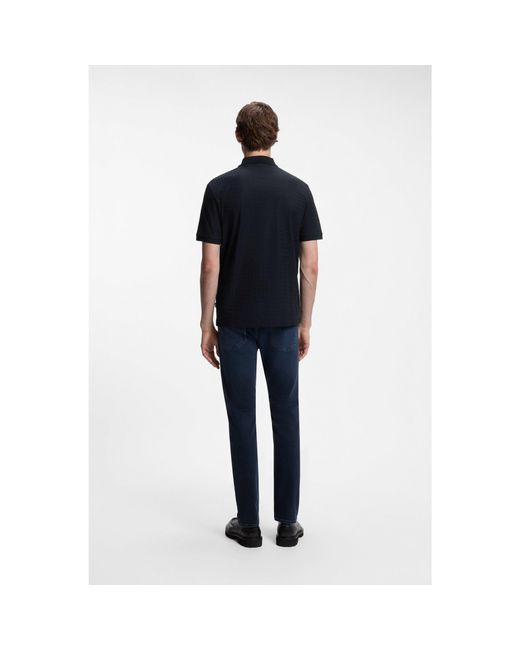 Boss Black Geometric-Jacquard Polo Shirt for men