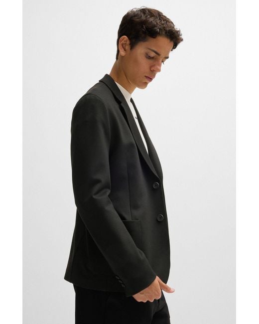 HUGO Black Slim-fit Jacket In Performance-stretch Jersey for men