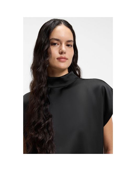 HUGO Black Mock-Neck Top