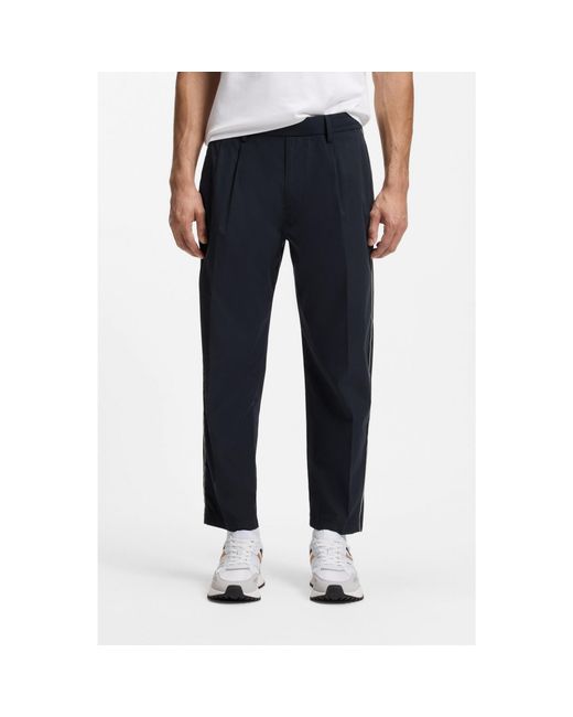 Boss Blue Tapered-Fit Trousers With Water-Repellent Finish for men