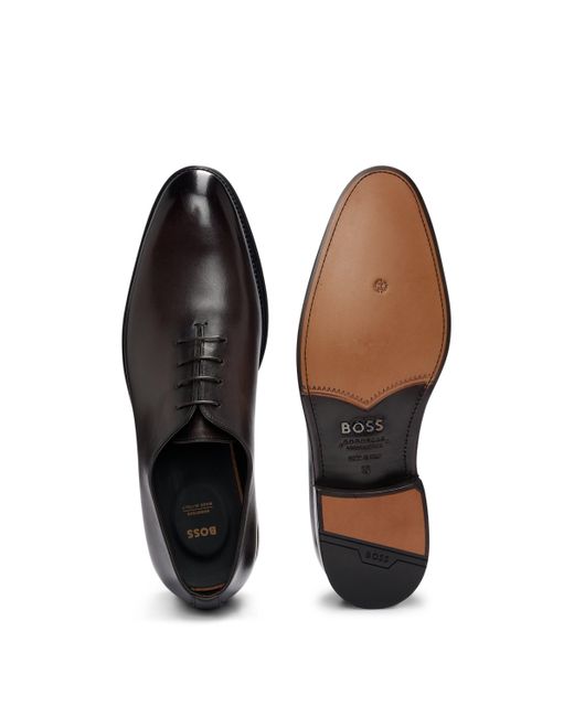 Chaussures Oxford en cuir à effet bruni Boss pour homme en coloris Black