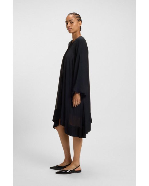 Boss Black Zweilagiges Regular-Fit Kleid Aus Seiden-Chiffon