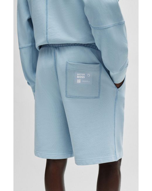 Boss Regular-Fit Shorts aus French-Terry-Baumwolle in Blue für Herren