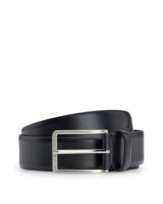 Ceinture en cuir italien avec boucle à logo gravé Boss pour homme en coloris Black