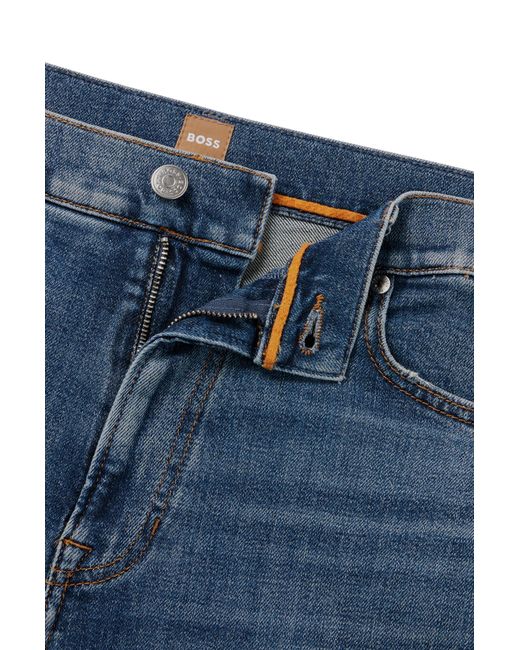 Boss Slim-fit Jeans In Blue Stretch Denim