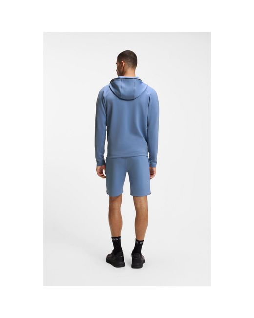 Boss Blue Active Zip-Up Hoodie With Reflective Branding for men