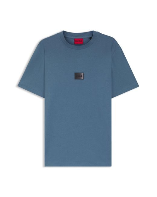 HUGO T-Shirt Aus Baumwoll-Jersey Mit Farbverlauf-Logo-Label in Blue für Herren