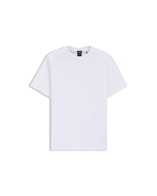 Boss White Stretch-Cotton T-Shirt With Jacquard Tape for men