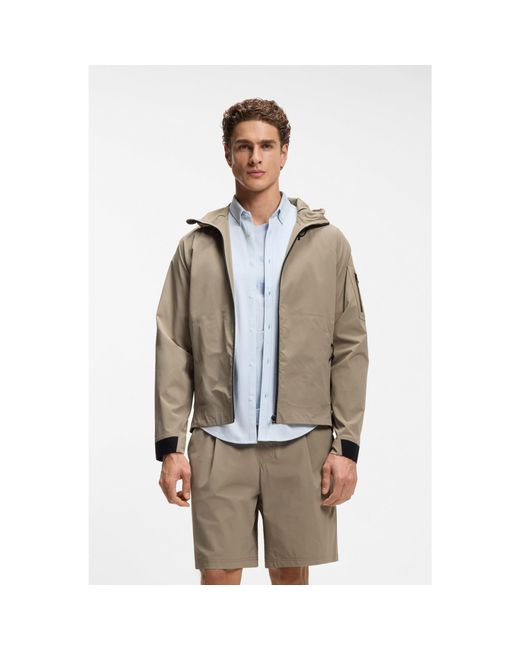 Boss Gray Water-Repellent Jacket With Micro-Waffle Structure for men