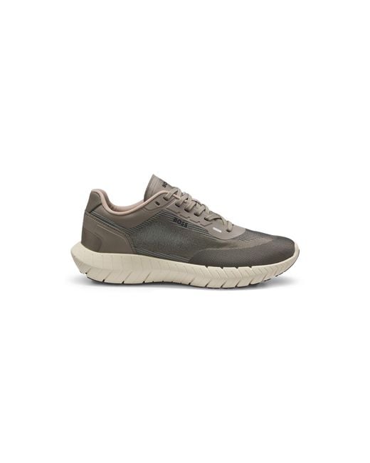 Boss Gray Motion Lace-Up Trainers for men