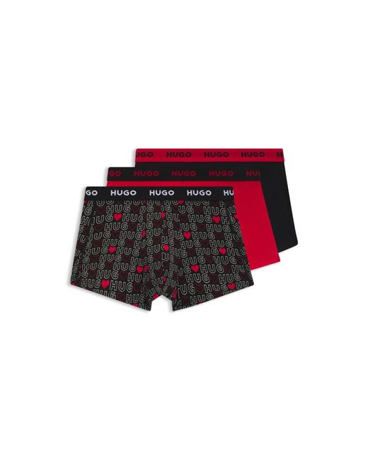 HUGO Red Three-Pack Of Logo-Waistband Trunks for men