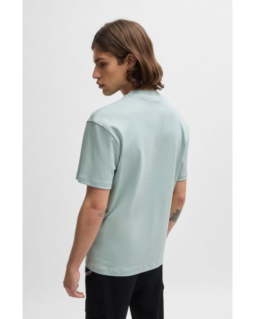 HUGO Green Interlock-cotton Regular-fit T-shirt With Stacked Logo for men