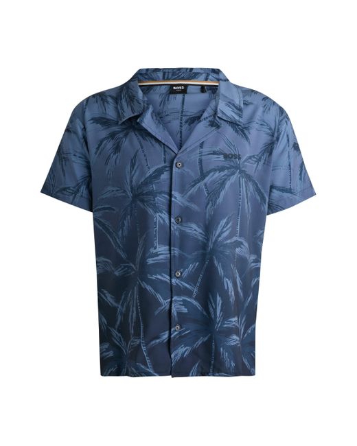 Boss Strandshirt Van Sneldrogend Materiaal Met Seizoensprint in het Blue voor heren