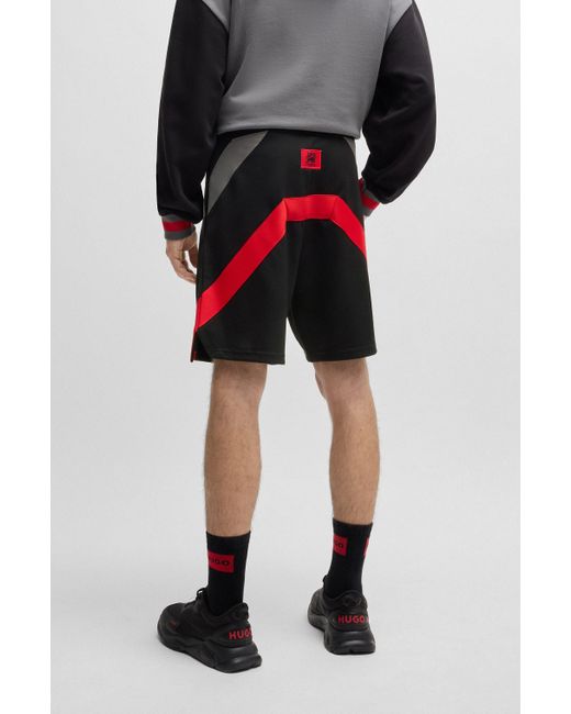 HUGO X Rb Oversized-fit Shorts Met Kenmerkend Stiermotief in het Black voor heren