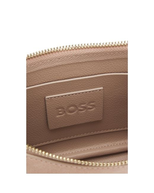 Boss Natural Suede Shoulder Bag With Metallic Double B Monogram