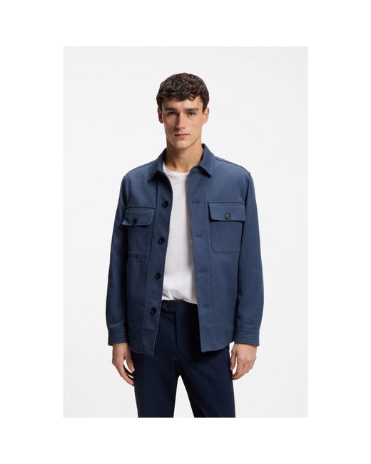 Boss Blue Relaxed-Fit Overshirt for men