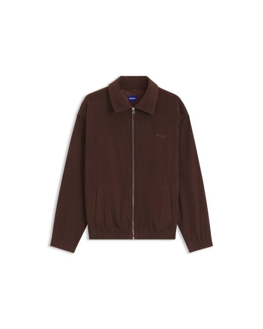 HUGO Brown Oversized-Fit Corduroy Jacket With Script Logo