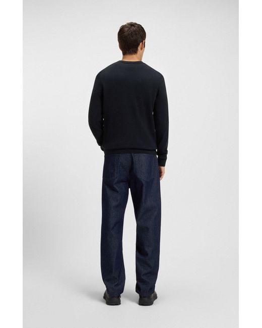 HUGO Trui Van Katoen Met Rood Logolabel in het Blue voor heren