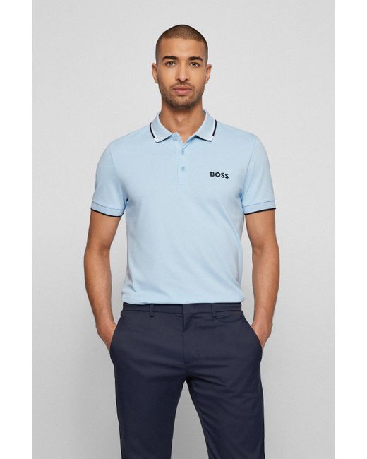 BOSS by HUGO BOSS Cotton Light Blue Men's Polo Shirts Size M for Men | Lyst
