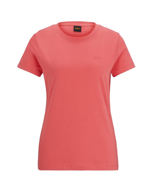 Boss Pink ORANGE T-Shirt C_Esogo_2 Premium mode mit BOSS Stickerei
