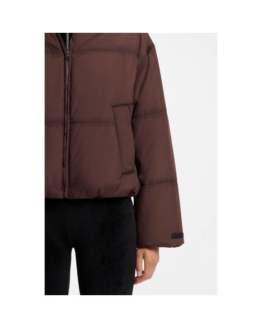 HUGO Brown Oversized-Fit Padded Jacket With Seam Details