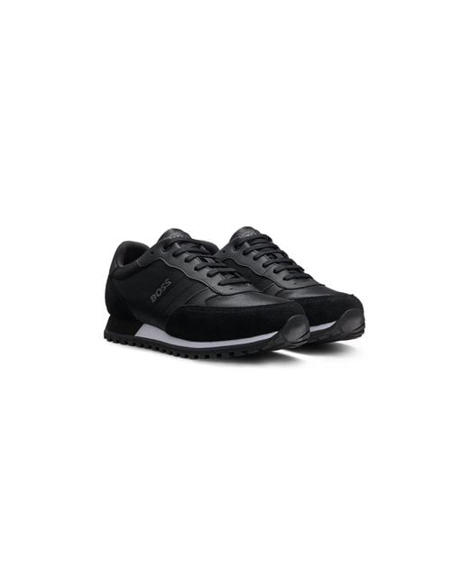 Boss Black Parkour L Running Style Trainers In Mixed Materials With Logo Details for men