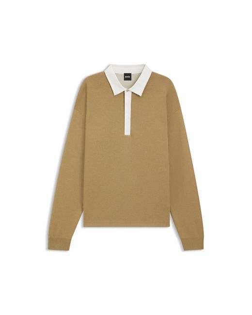 Boss Metallic Contrast-Collar Sweater for men
