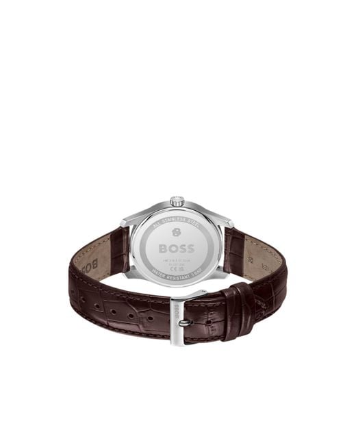 Boss White Principle Prestige Watch With- Textured Dial for men