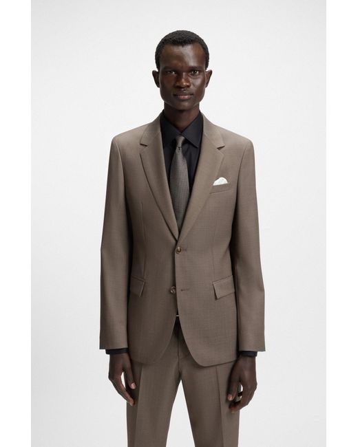 Boss Slim-Fit Pak Van Scheerwol Met Microdessin in het Brown voor heren