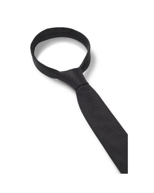 HUGO Black Silk Tie With Jacquard Pattern for men