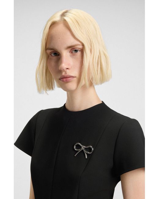 HUGO Black A-Linien-Kleid Mit Godet-Einsätzen Und Schleifenbrosche