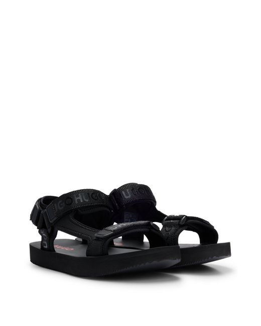HUGO Sandalen mit Branding, Klettverschluss-Riemen und EVA-Sohle in Black für Herren