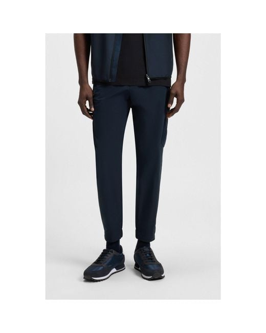 Boss Blue Tapered-Fit Trousers for men
