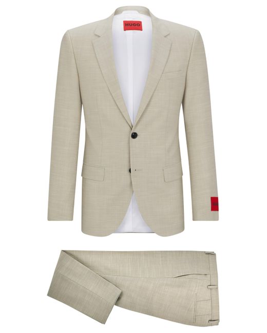 HUGO Gemusterter Slim-Fit Anzug aus funktionalem Stretch-Gewebe in White für Herren
