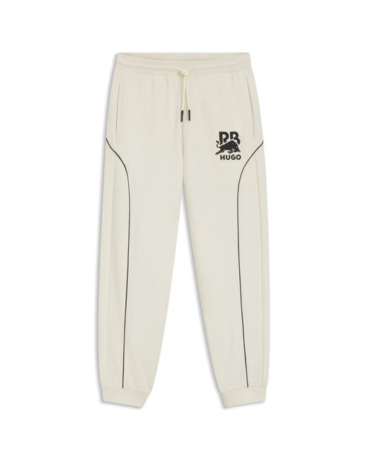 HUGO Natural X Rb Stretch-Cotton Tracksuit Bottoms With Bull Motif for men