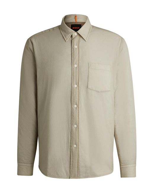 Boss Natural Relaxed-fit Overshirt With Inner Quilting And Point Collar for men