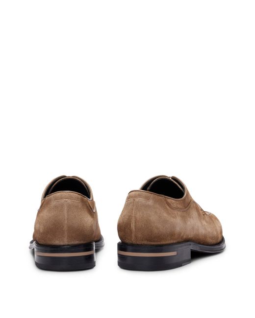 Boss Brown Suede Derby Shoes for men