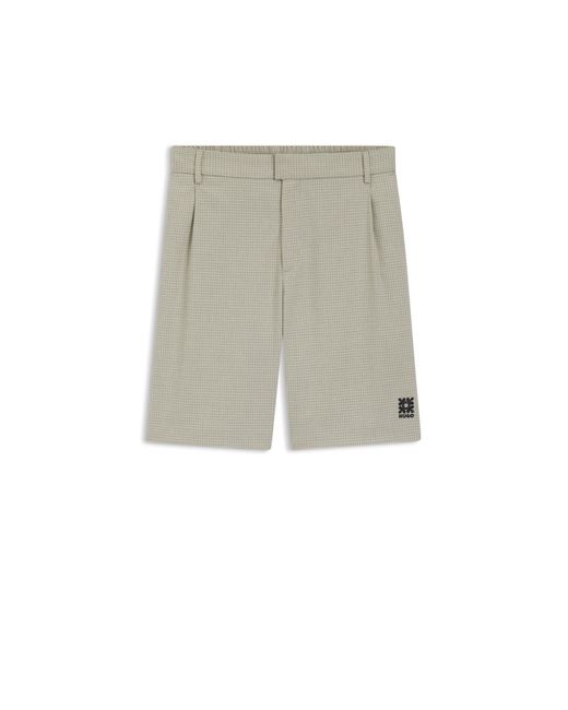 HUGO Natural Relaxed-Fit Shorts With Houndstooth Pattern for men