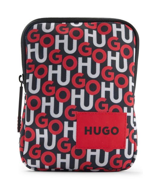 BOSS by HUGO BOSS Stacked-logo-motif Reporter Bag In Structured Nylon ...