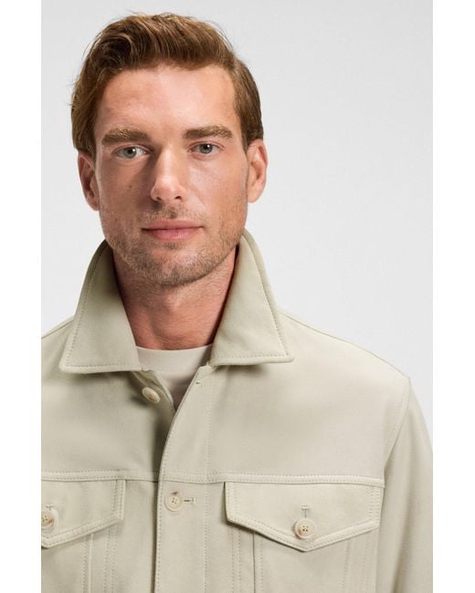 Boss Regular-Fit Jas Van Suède in het White voor heren