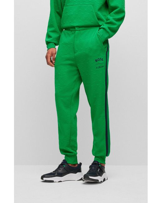 Boss Green X Ajbxng Relaxed-fit Tracksuit Bottoms With All-over Monogram Jacquard for men