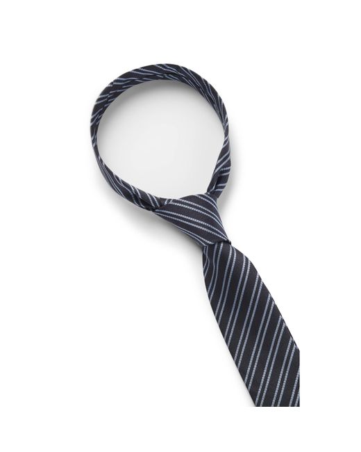 HUGO Blue Silk Tie With Diagonal Stripes for men