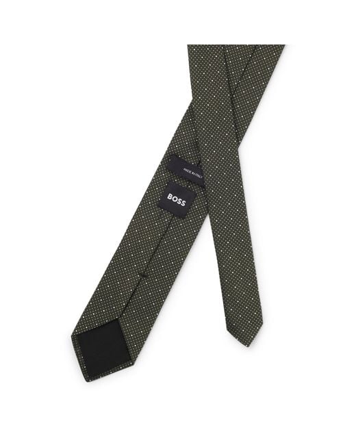 Boss Green Silk-Blend Tie With Micro Pattern for men