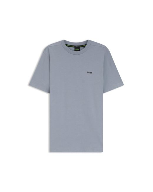 Boss Gray Stretch-Cotton T-Shirt With Logo Detail for men