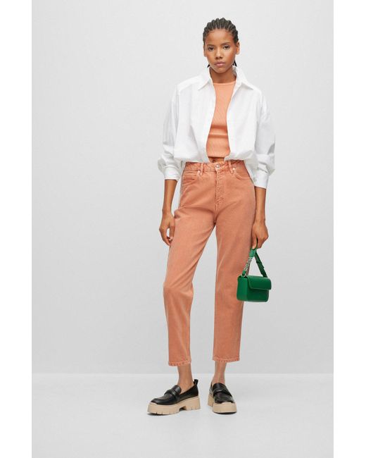 HUGO Relaxed-fit Mom Jeans In Salt-and-pepper Rigid Denim in Orange | Lyst  Canada